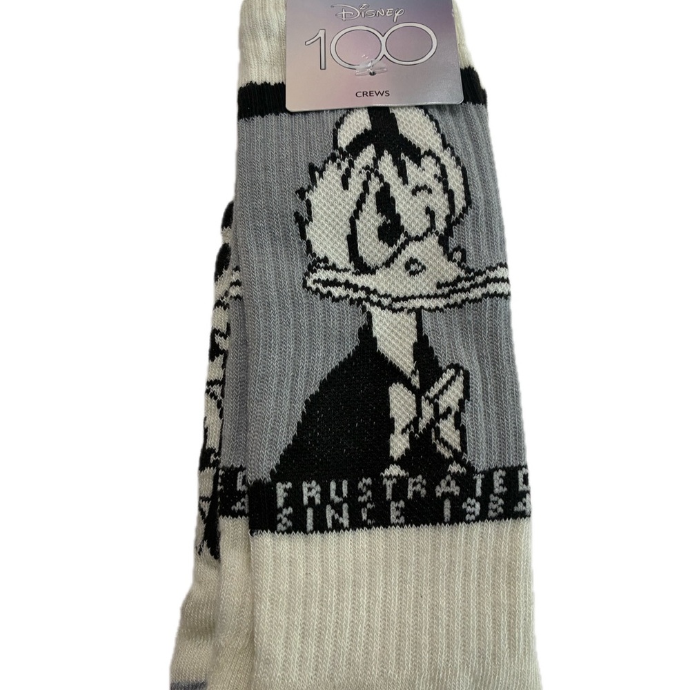 Disney Donald Duck Black and White Crew Socks